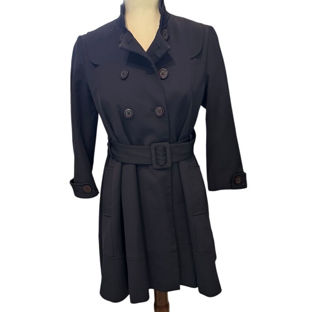Reiss dark blue double breasted coat-three-quarter length sleeves fully lined XS